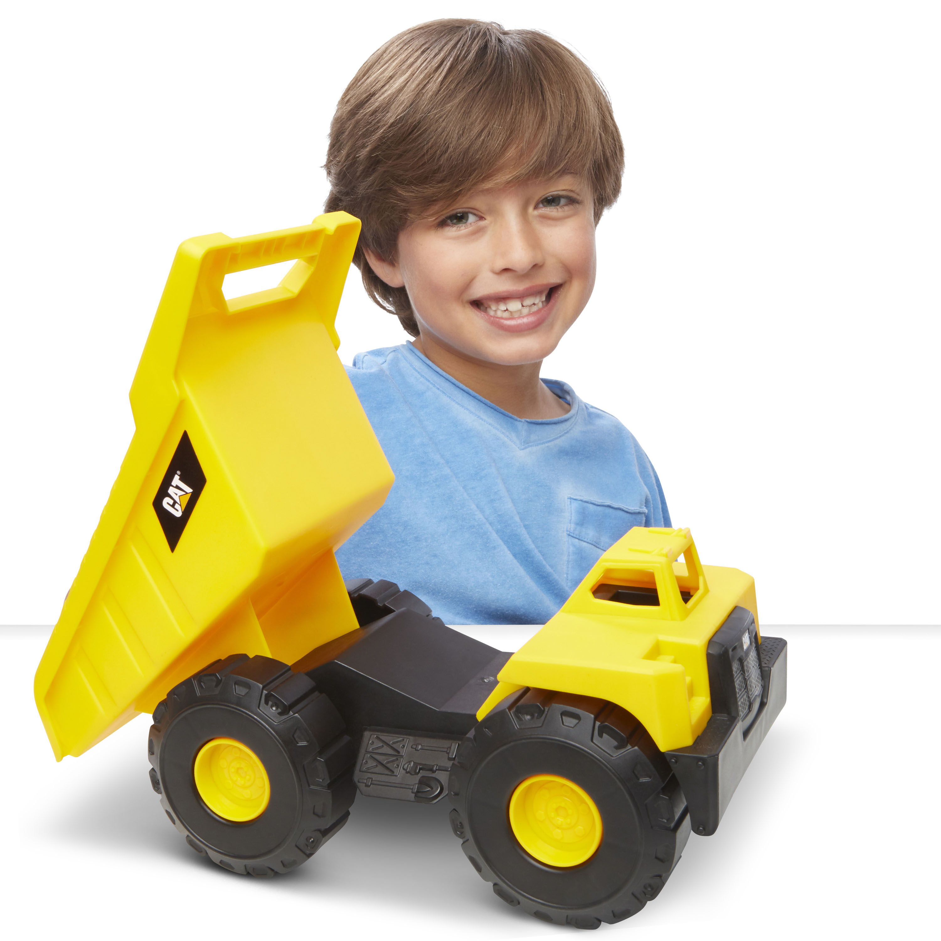 Caterpillar Set Da Costruzione Pala Gommata Con Casco E Attrezzi, Veicolo Giocattolo 25 Cm, Per Bambini, Colore Giallo E Nero