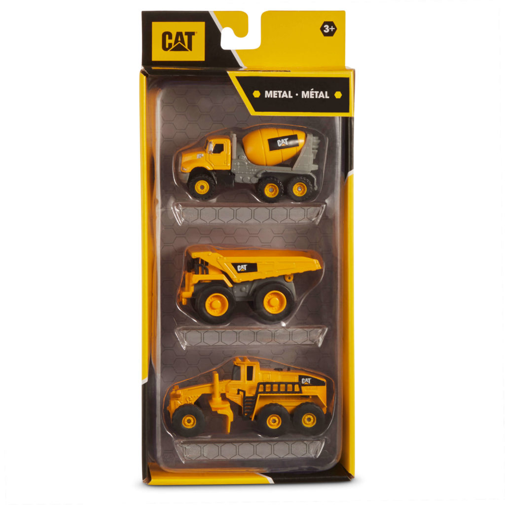Cat® Metal 3Pack Concrete Mixer, Dump Truck, Grader CAT